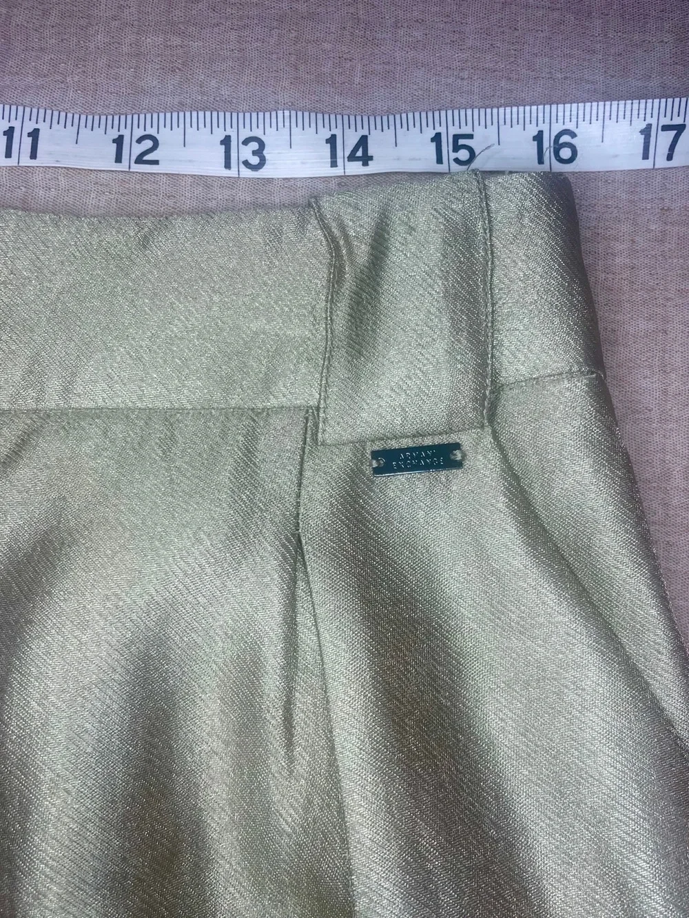 A|X Armani Exchange Champagne Metallic Shorts 14 High Rise Pleated